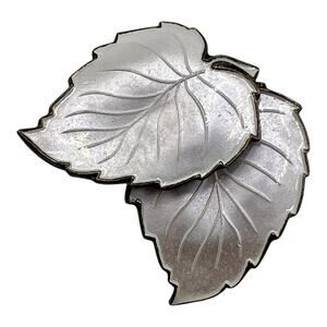 Vintage David Andersen Norway Sterling Guilloche Enamel Leaf Brooch Leaves Pin
